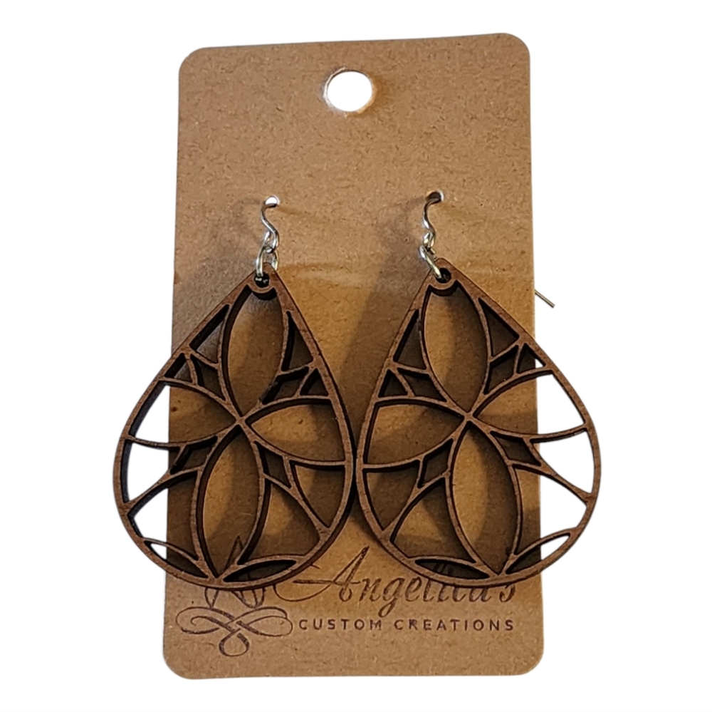 Multi Stained Glass Wood Drop Earrings